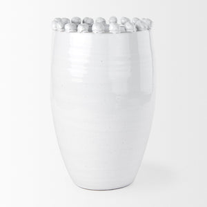 Mercana Basin Elegant Glazed Ceramic Vase - Timeless Accent for Modern, Farmhouse, and Coastal Decor Off-White | Large 70164