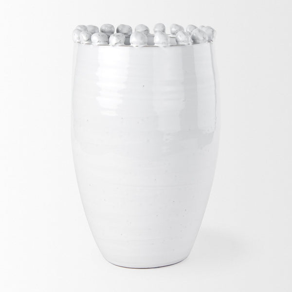 Mercana Basin Elegant Glazed Ceramic Vase - Timeless Accent for Modern, Farmhouse, and Coastal Decor Off-White | Large 70164