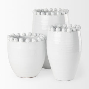 Mercana Basin Elegant Glazed Ceramic Vase - Timeless Accent for Modern, Farmhouse, and Coastal Decor Off-White | Large 70164