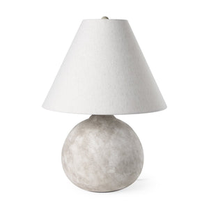 Mercana Mehdi Artisan Table Lamp - Spherical Taupe Base with Soft Tapered Shade for Inviting Ambiance Cream Ceramic 70168