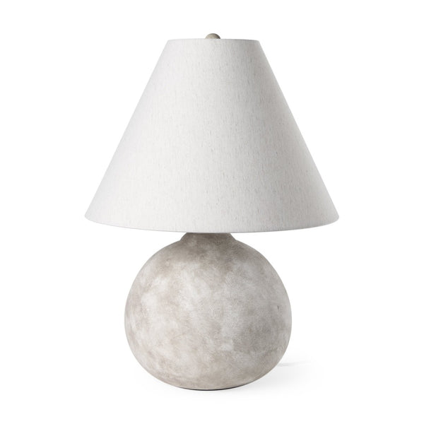 Mercana Mehdi Artisan Table Lamp - Spherical Taupe Base with Soft Tapered Shade for Inviting Ambiance Cream Ceramic 70168