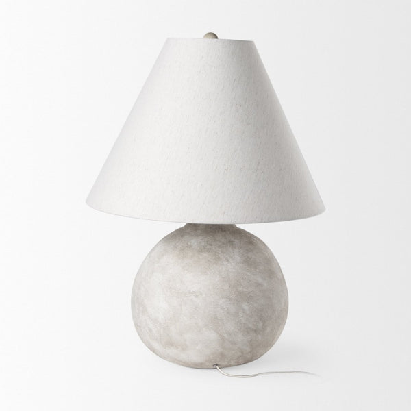 Mercana Mehdi Artisan Table Lamp - Spherical Taupe Base with Soft Tapered Shade for Inviting Ambiance Cream Ceramic 70168