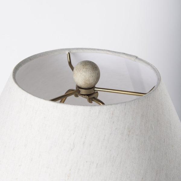 Mercana Mehdi Artisan Table Lamp - Spherical Taupe Base with Soft Tapered Shade for Inviting Ambiance Cream Ceramic 70168