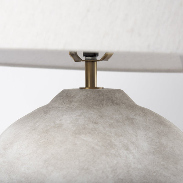Mercana Mehdi Artisan Table Lamp - Spherical Taupe Base with Soft Tapered Shade for Inviting Ambiance Cream Ceramic 70168