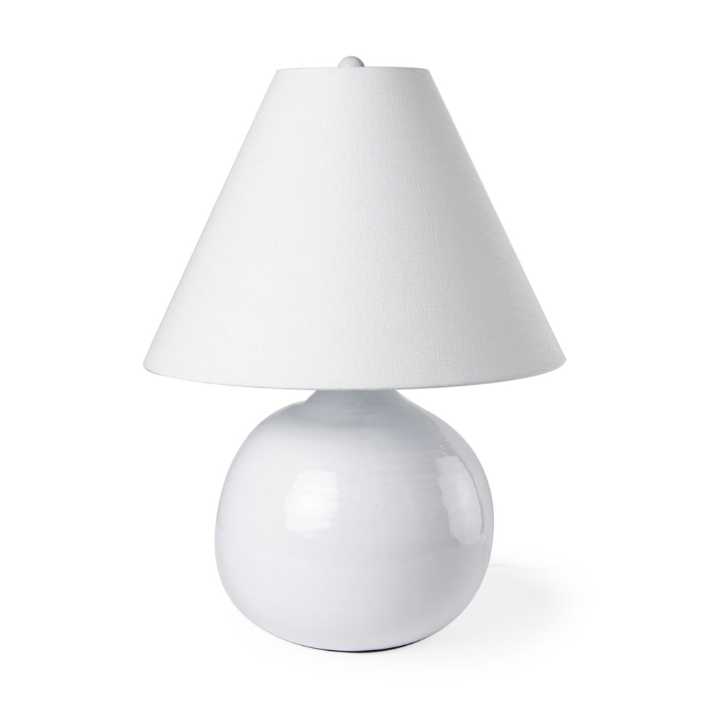 Mercana Mehdi Artisan Table Lamp - Spherical Taupe Base with Soft Tapered Shade for Inviting Ambiance White Ceramic 70169