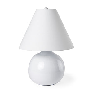 Mercana Mehdi Artisan Table Lamp - Spherical Taupe Base with Soft Tapered Shade for Inviting Ambiance White Ceramic 70169