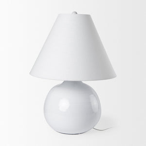 Mercana Mehdi Artisan Table Lamp - Spherical Taupe Base with Soft Tapered Shade for Inviting Ambiance White Ceramic 70169