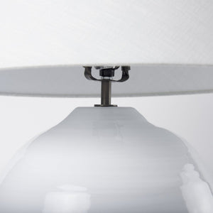 Mercana Mehdi Artisan Table Lamp - Spherical Taupe Base with Soft Tapered Shade for Inviting Ambiance White Ceramic 70169