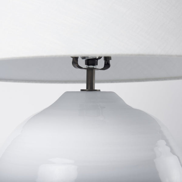 Mercana Mehdi Artisan Table Lamp - Spherical Taupe Base with Soft Tapered Shade for Inviting Ambiance White Ceramic 70169