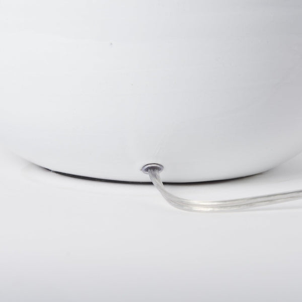 Mercana Mehdi Artisan Table Lamp - Spherical Taupe Base with Soft Tapered Shade for Inviting Ambiance White Ceramic 70169