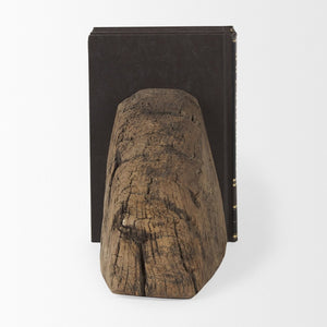 Mercana Incana Handmade Rustic Wooden Bookends - Unique, Sturdy Accent for Shelves, Desks, and Decor 70171