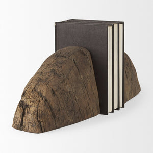Mercana Incana Handmade Rustic Wooden Bookends - Unique, Sturdy Accent for Shelves, Desks, and Decor 70171