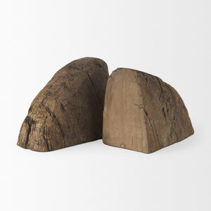 Mercana Incana Handmade Rustic Wooden Bookends - Unique, Sturdy Accent for Shelves, Desks, and Decor 70171