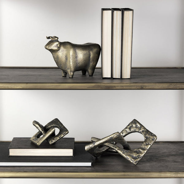 Mercana Delaunay: Stunning Hammered Metal Accent Piece with Interlinked Design for Modern Home Decor 67808