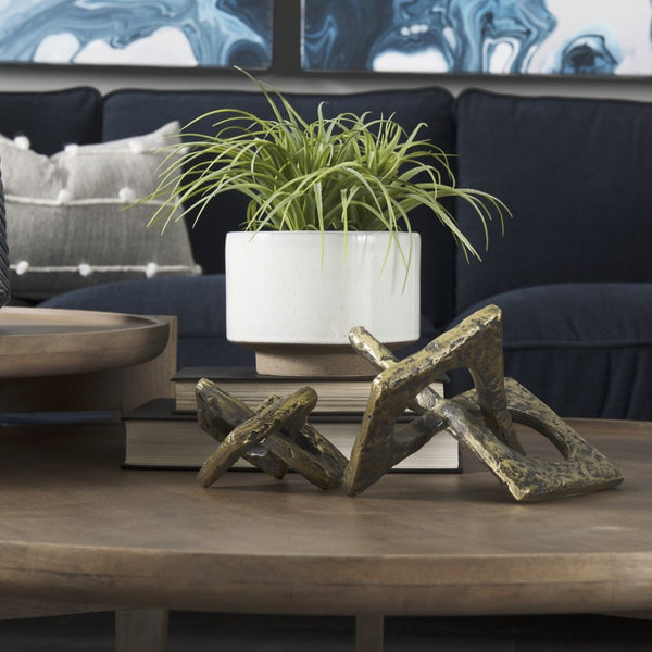 Mercana Delaunay: Stunning Hammered Metal Accent Piece with Interlinked Design for Modern Home Decor 67808