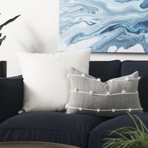 Mercana Linda Decorative Pillow Cover - Modern Coastal Accent in Navy and Cream with White Detail Navy/Cream Fabric | 13x21 68882