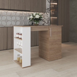 English Elm Kitchen Cart with Enclosed Doors and Three Shelves on Smooth-Roll Wheels for Compact Modern Kitchens Natural Wood 56.69 L x 28.74 W x 5.51 H B097P296854