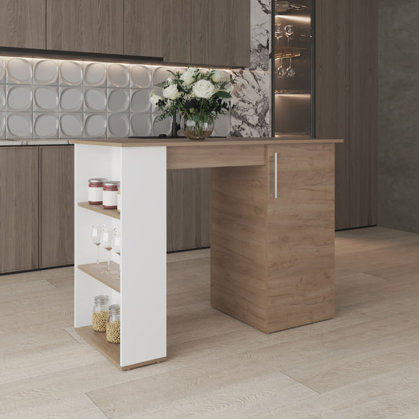 English Elm Kitchen Cart with Enclosed Doors and Three Shelves on Smooth-Roll Wheels for Compact Modern Kitchens Natural Wood 56.69 L x 28.74 W x 5.51 H B097P296854