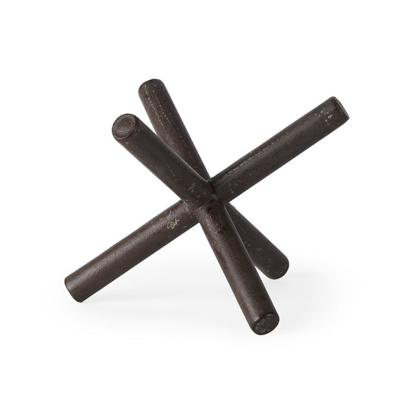 Mercana Astericks Sculptural Metal Decor Object - Rustic Black Accent for Modern and Industrial Spaces Brown Metal | 6H 67201