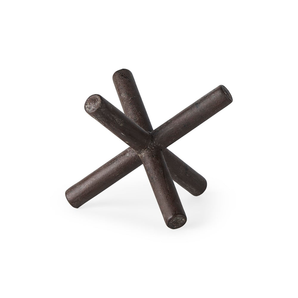 Mercana Astericks Sculptural Metal Decor Object - Rustic Black Accent for Modern and Industrial Spaces Brown Metal | 5H 67202