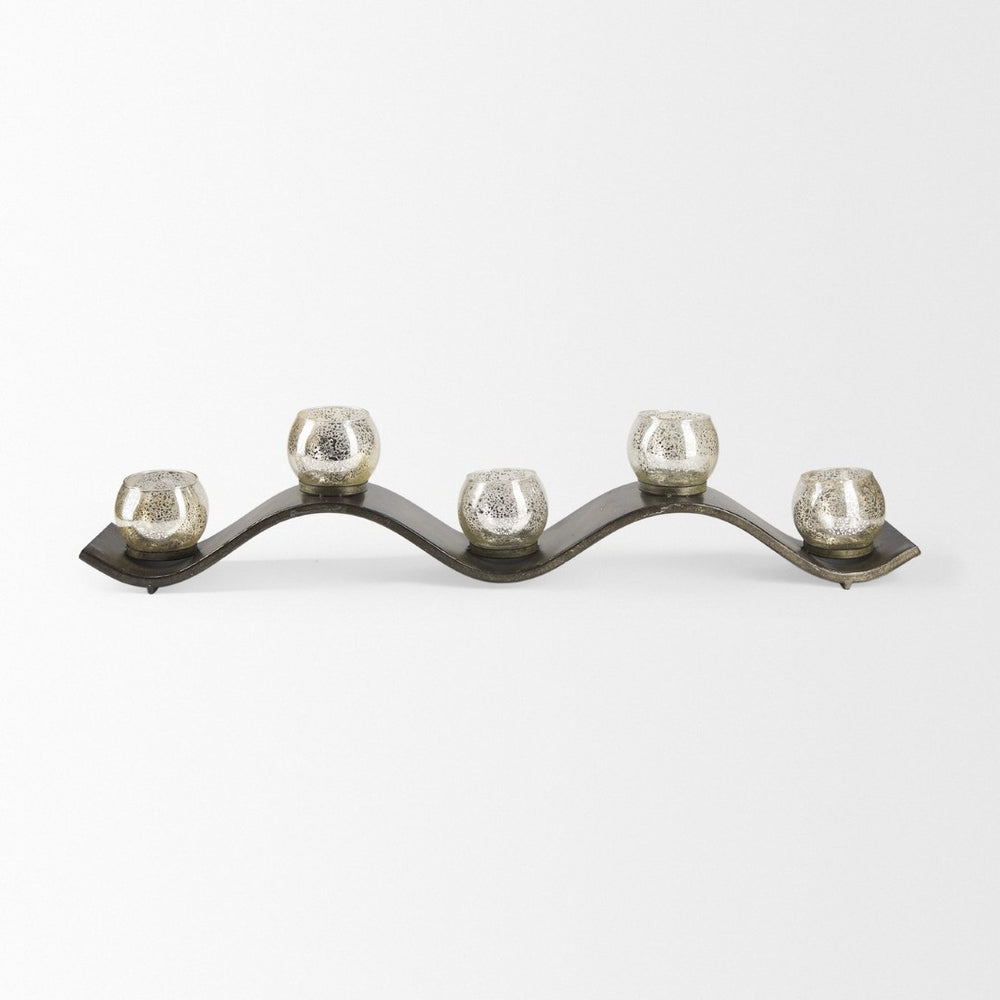 Mercana Lux Elegant Five-Votive Hurricane Candle Holder for Dining Tables, Mantels, and Living Spaces Decor 53060