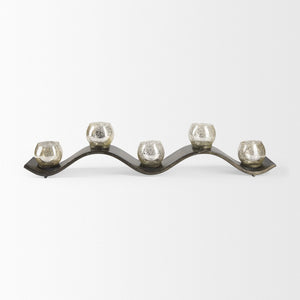 Mercana Lux Elegant Five-Votive Hurricane Candle Holder for Dining Tables, Mantels, and Living Spaces Decor 53060