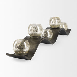 Mercana Lux Elegant Five-Votive Hurricane Candle Holder for Dining Tables, Mantels, and Living Spaces Decor 53060