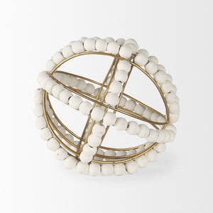 Mercana Espanlade Sculptural Wooden Beaded Orb - Artisanal Accent for Modern and Boho Home Decor Styles 68676