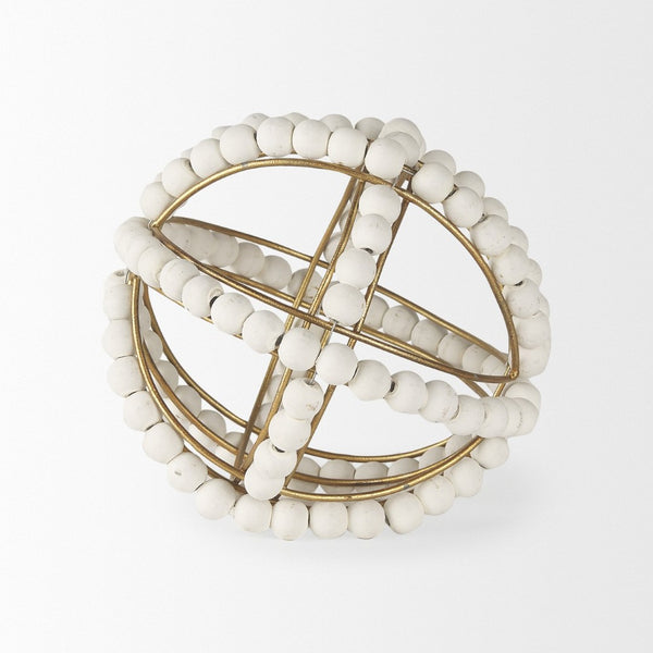 Mercana Espanlade Sculptural Wooden Beaded Orb - Artisanal Accent for Modern and Boho Home Decor Styles 68676