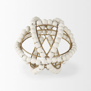 Mercana Espanlade Sculptural Wooden Beaded Orb - Artisanal Accent for Modern and Boho Home Decor Styles 68676