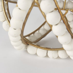 Mercana Espanlade Sculptural Wooden Beaded Orb - Artisanal Accent for Modern and Boho Home Decor Styles 68676
