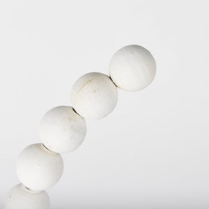 Mercana Pontchartrain Decorative Object - Hand-Finished White Beaded Broken Sphere with Gold Base Accent White Wood | 16H 68681