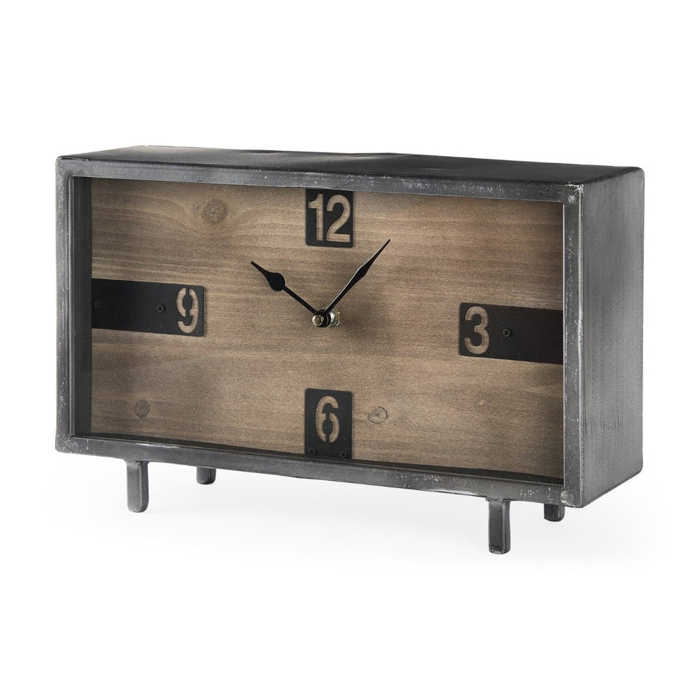 Mercana Harvey Rustic Table Clock with Industrial Design, Clear Numerals for Easy Readability, 13" Long 69485