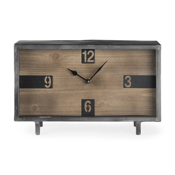 Mercana Harvey Rustic Table Clock with Industrial Design, Clear Numerals for Easy Readability, 13" Long 69485