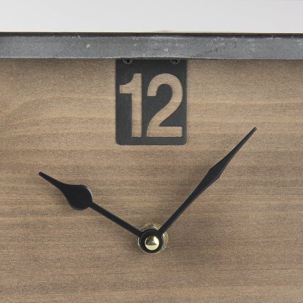 Mercana Harvey Rustic Table Clock with Industrial Design, Clear Numerals for Easy Readability, 13" Long 69485