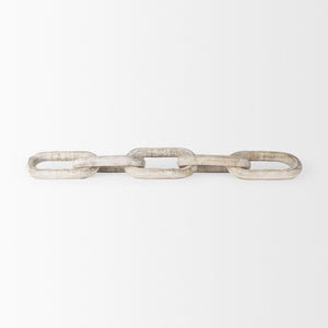 Mercana Alix Hand-Crafted Solid Mango Wood Chain Link Sculpture for Modern Organic Home Décor 29” Long Beige Wood 69571