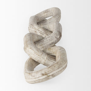 Mercana Alix Hand-Crafted Solid Mango Wood Chain Link Sculpture for Modern Organic Home Décor 29” Long Beige Wood 69571