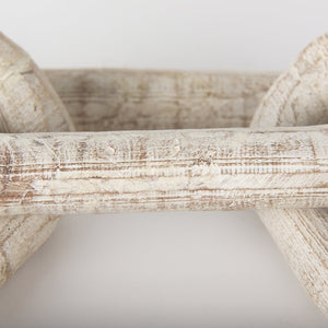 Mercana Alix Hand-Crafted Solid Mango Wood Chain Link Sculpture for Modern Organic Home Décor 29” Long Beige Wood 69571