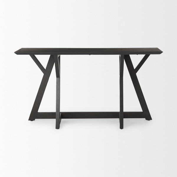 Mercana Jennings Mid-Century Modern Console Table in Solid Mango Wood - Stylish Entryway or Living Room Piece Dark Brown Wood 69637