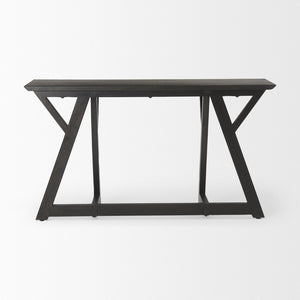 Mercana Jennings Mid-Century Modern Console Table in Solid Mango Wood - Stylish Entryway or Living Room Piece Dark Brown Wood 69637