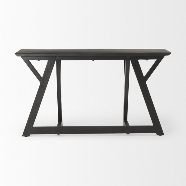 Mercana Jennings Mid-Century Modern Console Table in Solid Mango Wood - Stylish Entryway or Living Room Piece Dark Brown Wood 69637