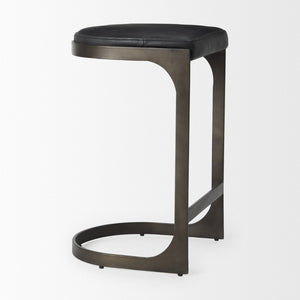 Mercana Tyson Backless Suede Stool with Gunmetal Frame - Modern Industrial Design for Kitchen or Bar Spaces Black Leather | Black Metal | Counter 69268