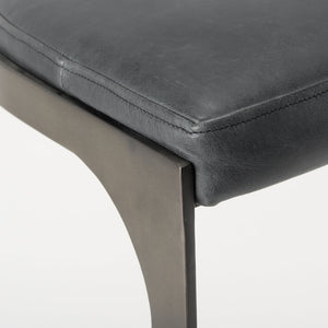 Mercana Tyson Backless Suede Stool with Gunmetal Frame - Modern Industrial Design for Kitchen or Bar Spaces Black Leather | Black Metal | Counter 69268