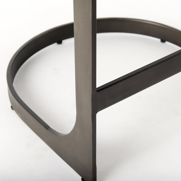 Mercana Tyson Backless Suede Stool with Gunmetal Frame - Modern Industrial Design for Kitchen or Bar Spaces Black Leather | Black Metal | Counter 69268