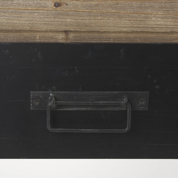 Mercana Carga Console Table with Rustic Pine Top and Three Drawers - Perfect for Entryway and Living Space 50018