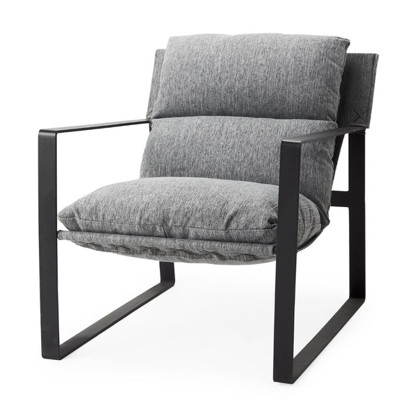 Mercana Guilia Modern Lounge Chair with Plush Cushion and Sturdy Metal Frame for Stylish Comfort & Durability Castlerock Gray Fabric | Black Metal 69002