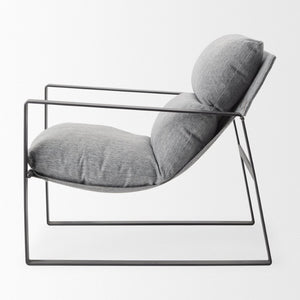 Mercana Guilia Modern Lounge Chair with Plush Cushion and Sturdy Metal Frame for Stylish Comfort & Durability Castlerock Gray Fabric | Black Metal 69002