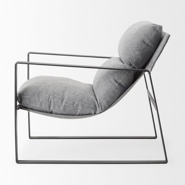 Mercana Guilia Modern Lounge Chair with Plush Cushion and Sturdy Metal Frame for Stylish Comfort & Durability Castlerock Gray Fabric | Black Metal 69002