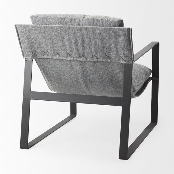 Mercana Guilia Modern Lounge Chair with Plush Cushion and Sturdy Metal Frame for Stylish Comfort & Durability Castlerock Gray Fabric | Black Metal 69002