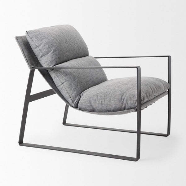 Mercana Guilia Modern Lounge Chair with Plush Cushion and Sturdy Metal Frame for Stylish Comfort & Durability Castlerock Gray Fabric | Black Metal 69002